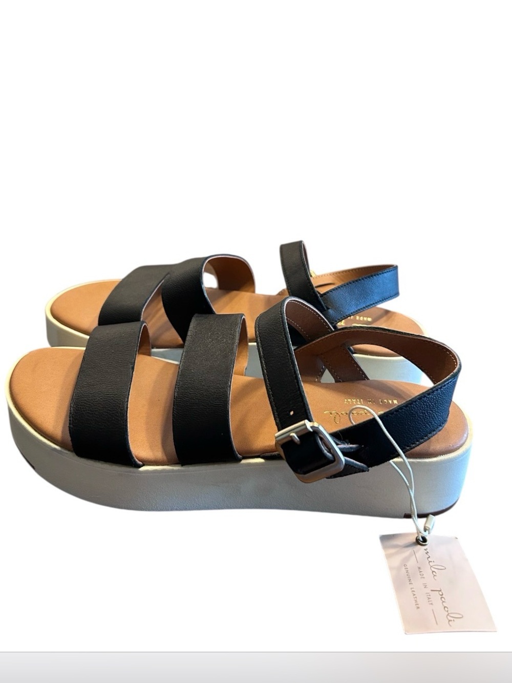 Mila Paoli Italy Sandals Size 7.5 Black Platform NEW